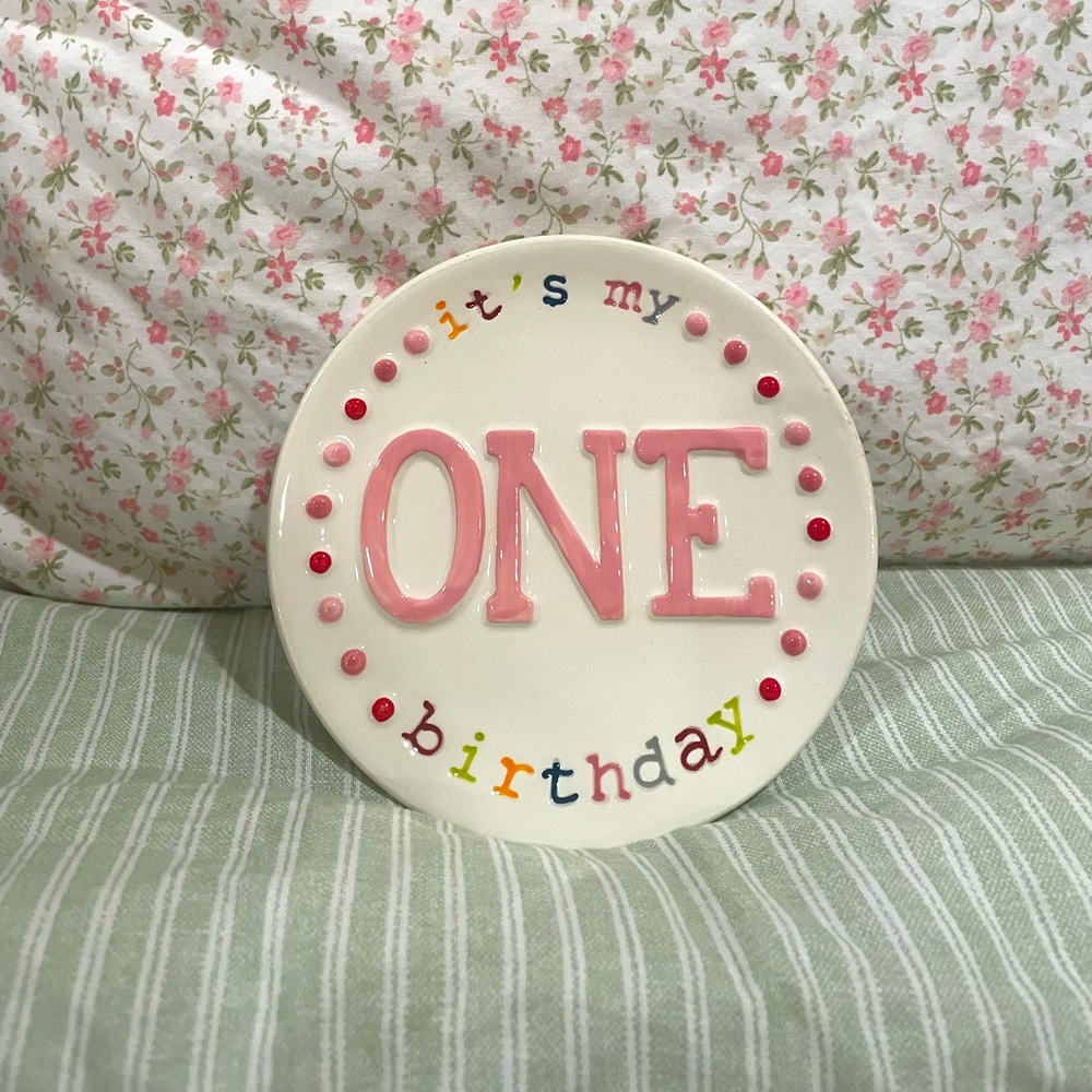 Mudpie 1st birthday plate